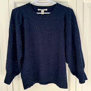 Autumn Cashmere crystal embellished navy blue cashmere sweater size XS